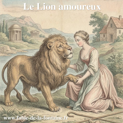 Illustration de la fable Le Lion amoureux de Jean de La Fontaine